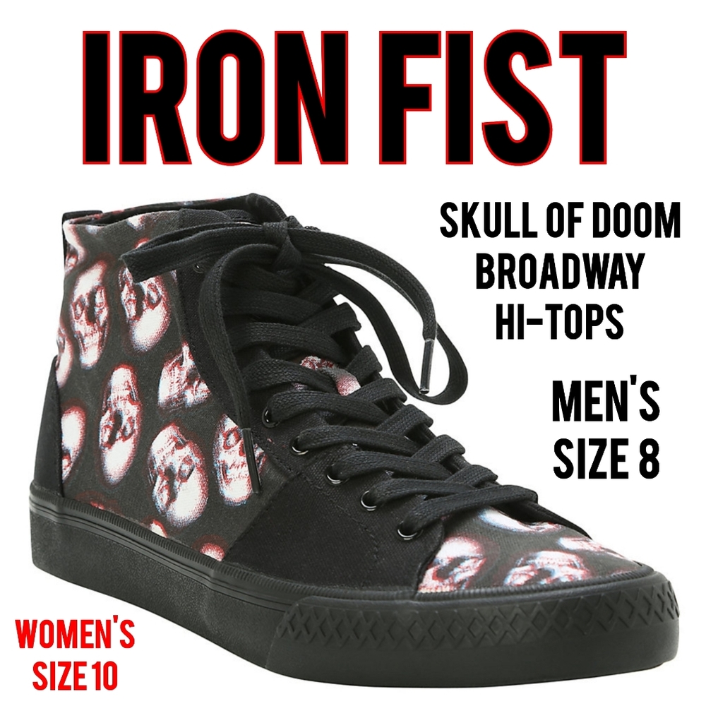 Iron Fist Skull of Doom Broadway Hi Top Sneakers - Mens Sz 8/Womens Sz 10